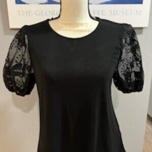Black Puff Sleeve Top, Size S